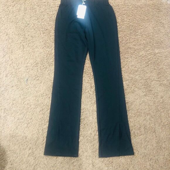 Commense Women's Slit Straight Leg Pants Casual Slim Fit Black Size Medium NWT - Picture 4 of 9